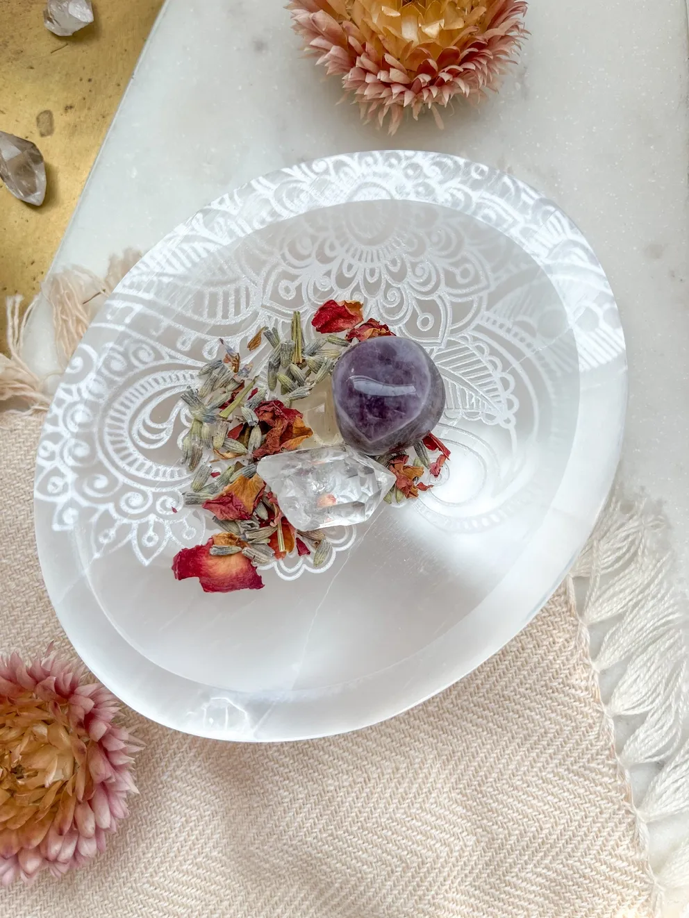 Henna Satin Spar Selenite Trinket Dish