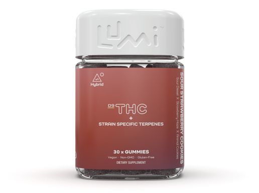Lumi D9 Gummy, 30ct Jars, Attribute 1: Sour Strawberry Cookies (Hybrid)