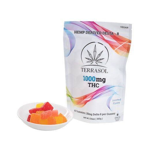 TerraSol Delta 8 THC Vegan Gummies, Attribute 1: 25mg Î8 Gummy - 1000mg (40 Pack)
