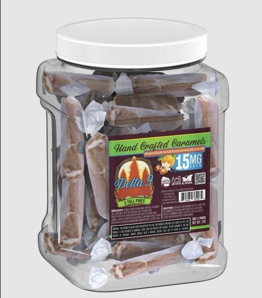 3 Tall Pines Caramels, Strain: D9 15mg - Mandarin Vanilla Hazelnut Caramel