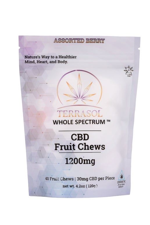 TerraSol Whole Spectrum CBD Fruit Chews, Attribute 1: 1200mg, 40 ct