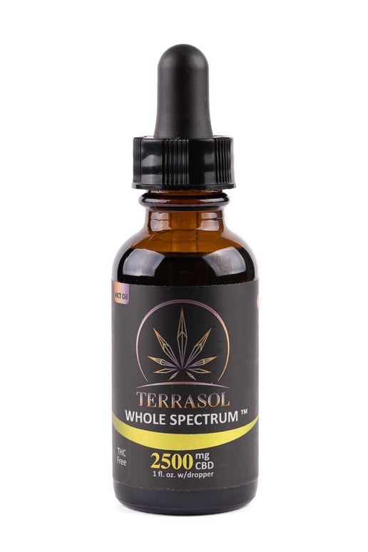 TerraSol T-Free Whole Spectrum CBD Oil (No THC), Attribute 1: 2500mg CBD Broad Spectrum - MCT Oil 1oz