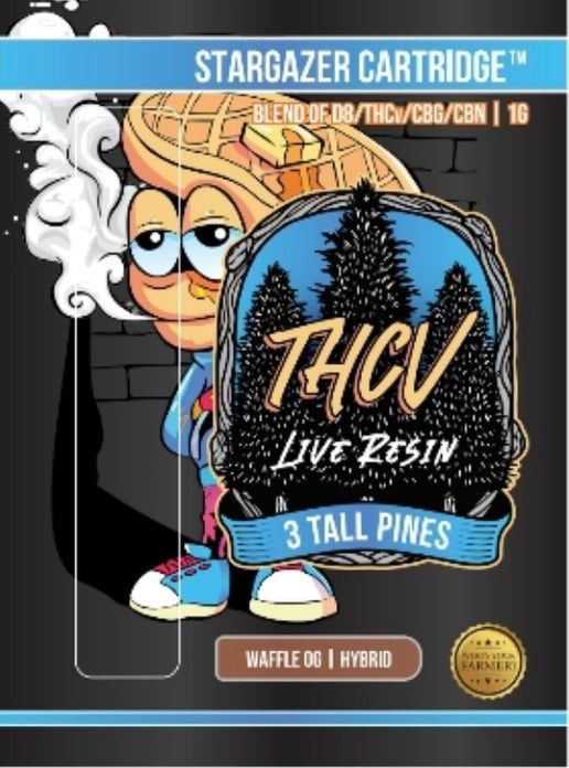 3 Tall Pines THCv Vape Carts, Strain: Waffle OG