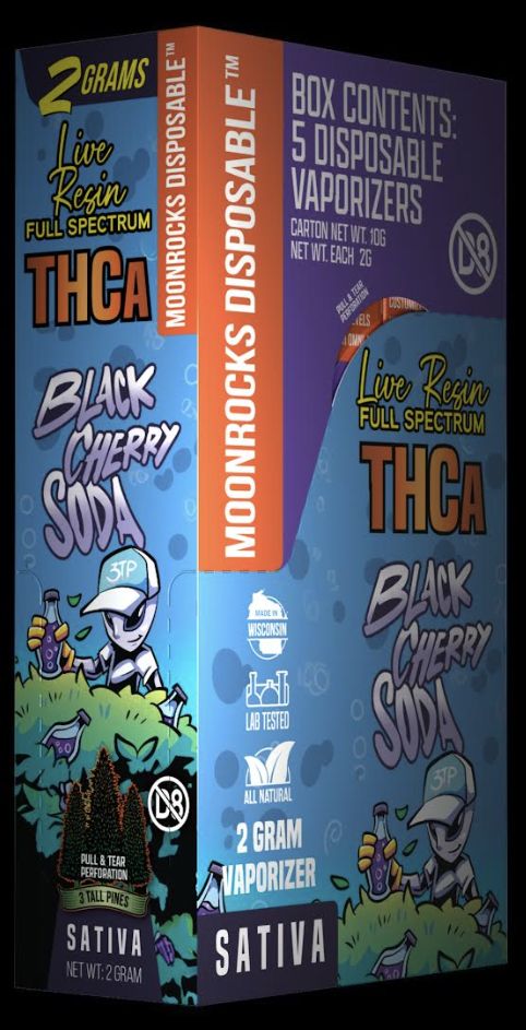 3 Tall Pines 2g THCa Live Resin Disposable Vape, Attribute 1: Black Cherry Soda - Sativa
