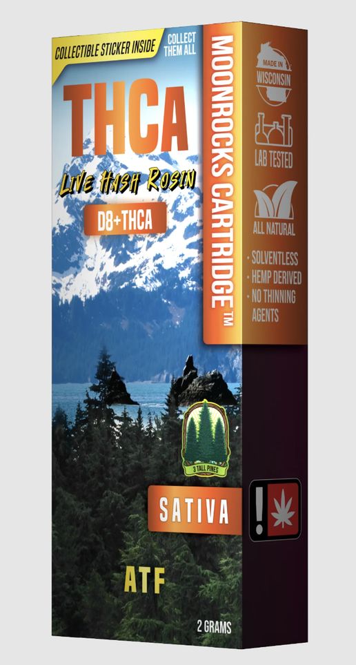 3 Tall Pines 2gram THCa Live Resin Hash Vape Carts, Strain: ATF - Sativa