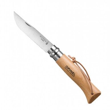 Zakmes N°08 Inox, Opinel, rvs/hout, Virobloc,