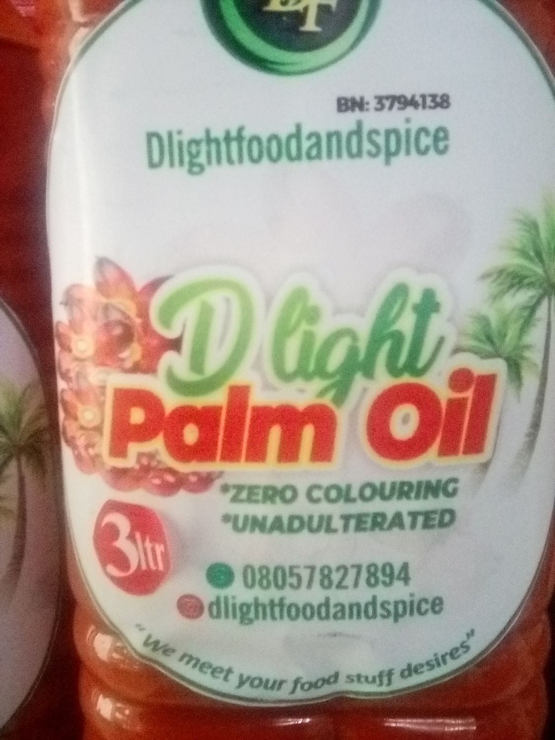 Delight palm oil 3Ltr