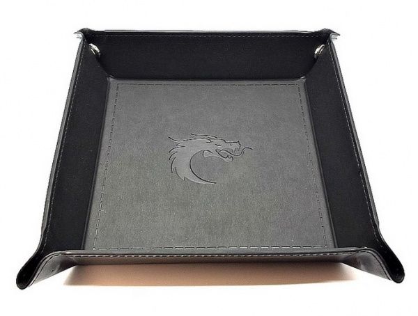 Old School Dice: RPG Dice Rolling Tray - Square Black with Black Black