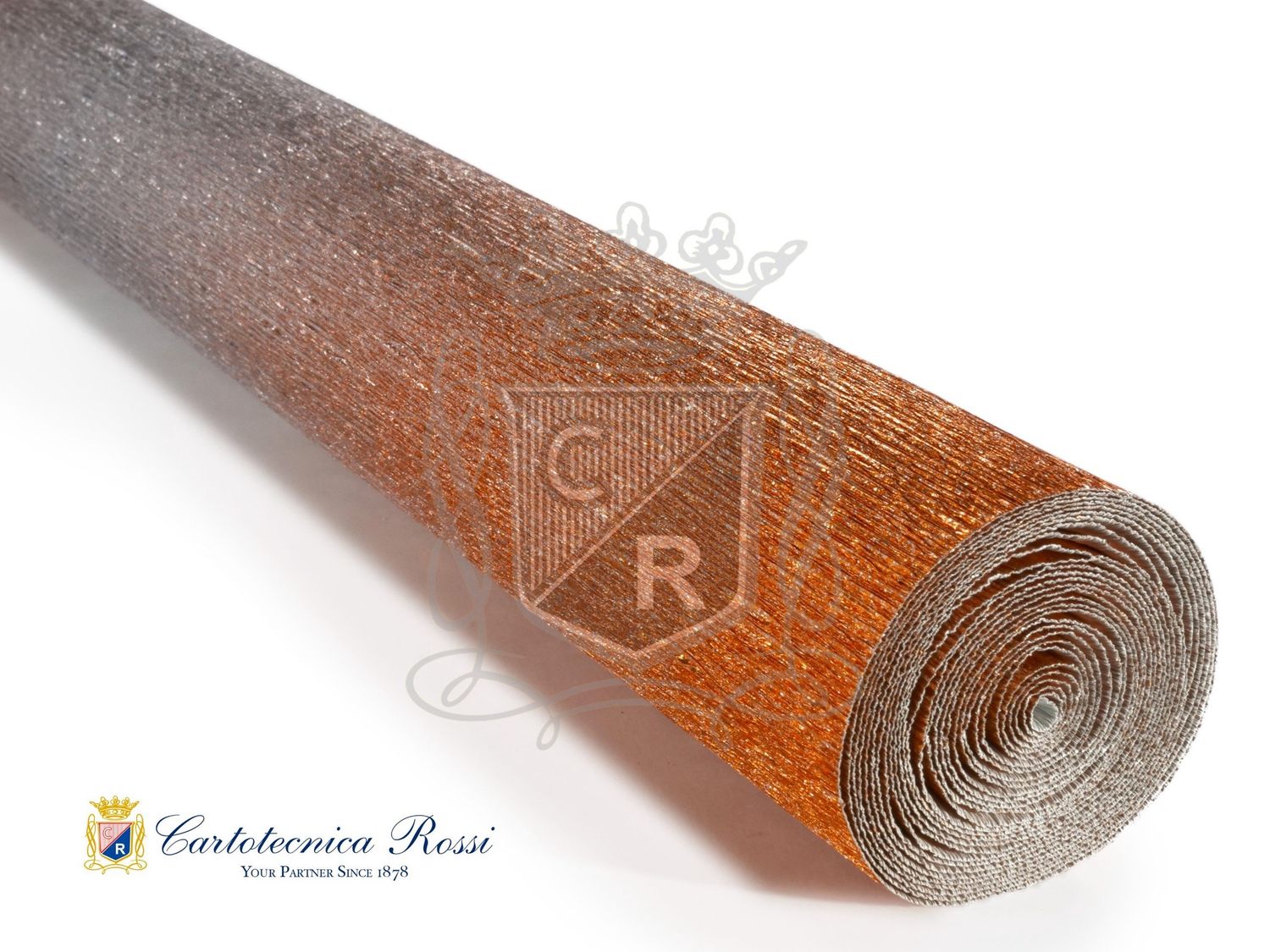 Crepe Paper Italian 180g  METALLIC - Cartotecnica Rossi, COLOR: 802/4 Shaded - Silver-Red Gradient