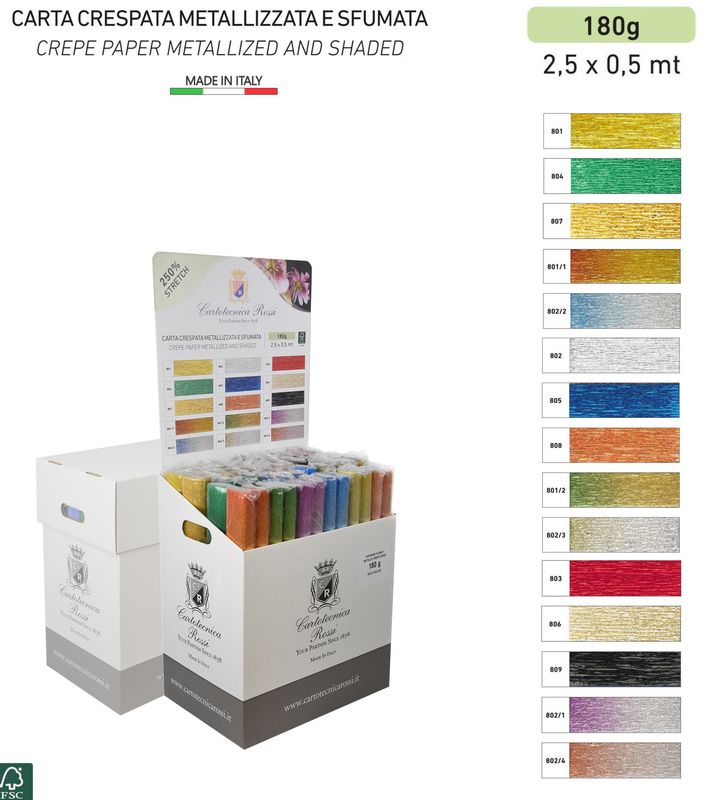 Crepe Paper Italian 180g  METALLIC - Cartotecnica Rossi