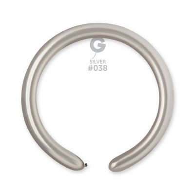 #038 Silver 553802 Metallic Color 2/60 in 50pcs Gemar Balloons