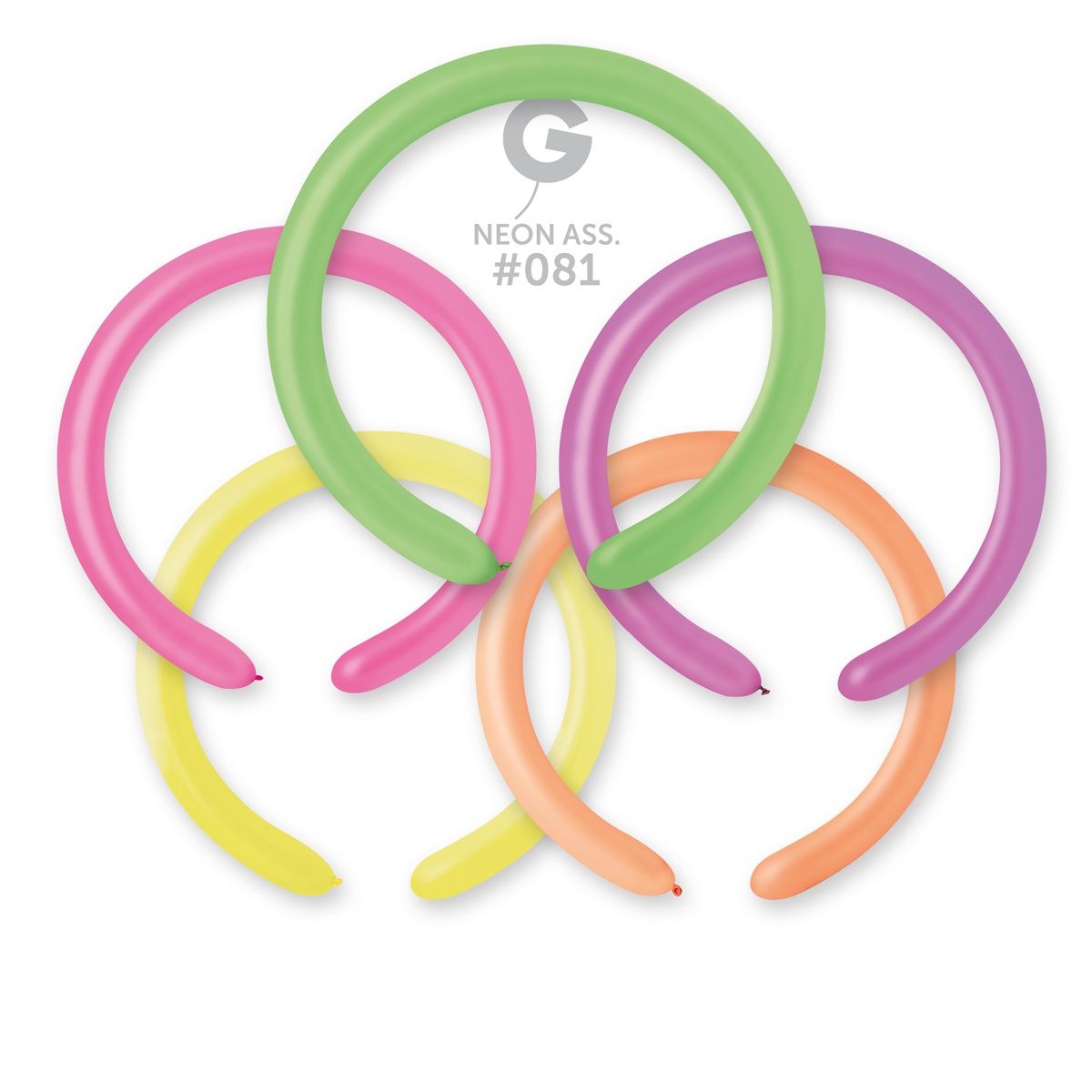 #081 Neon Assorted 558104 – 2/60 in 50pcs Gemar Balloons