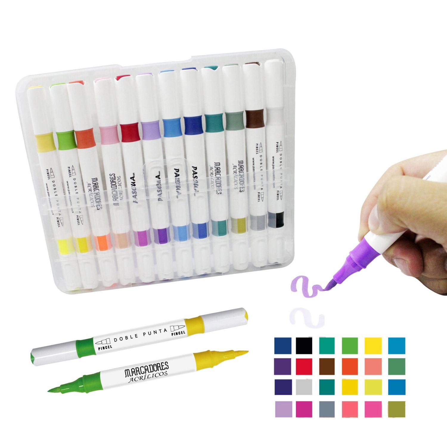 Marcador Acrílico Doble Punta Pincel 12pcs