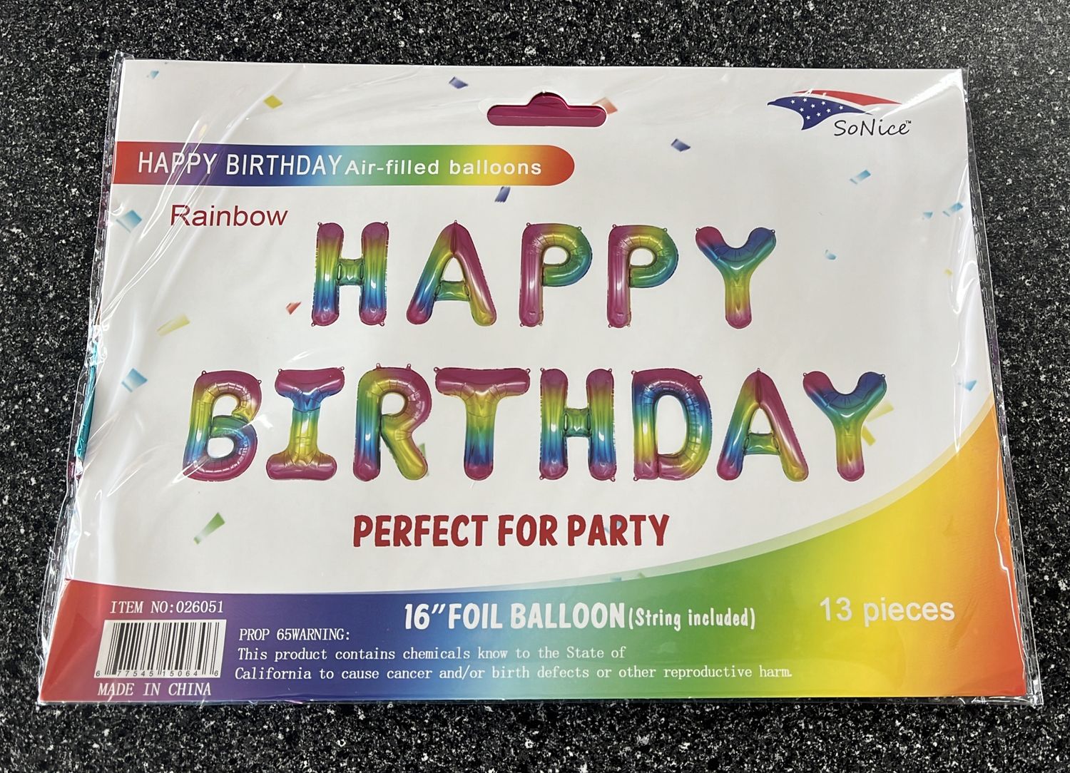 HB Letters 16&quot; Foil Balloon Rainbow