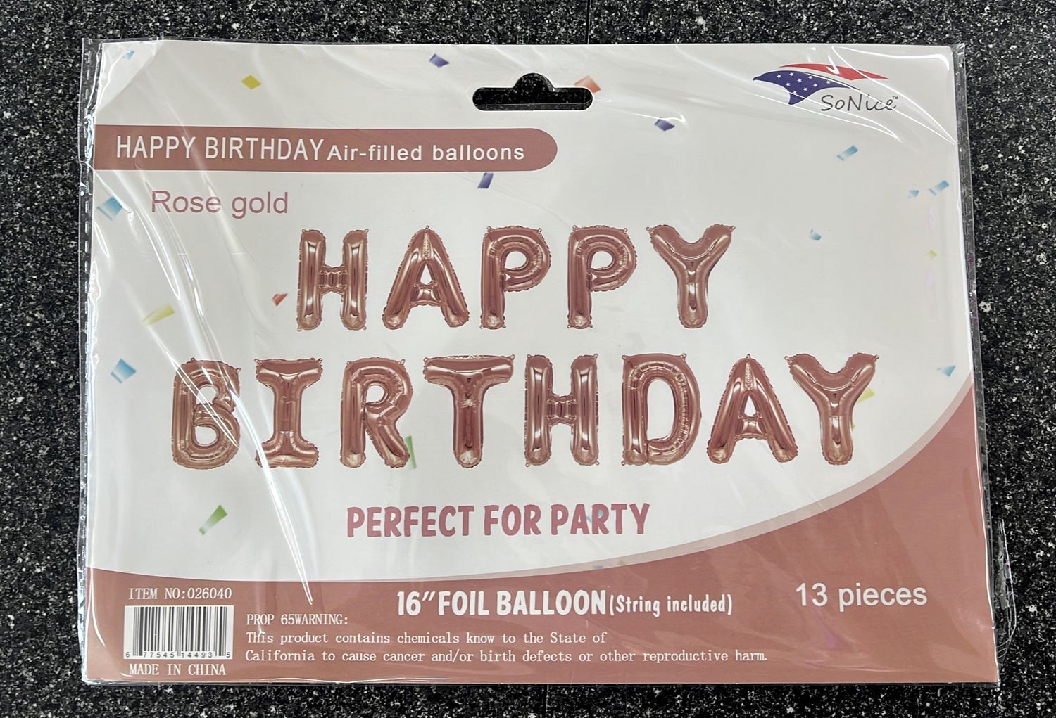 HB Letters 16&quot; Foil Balloon Rose Gold