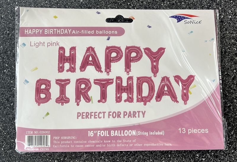 HB Letters 16&quot; Foil Balloon Light Pink