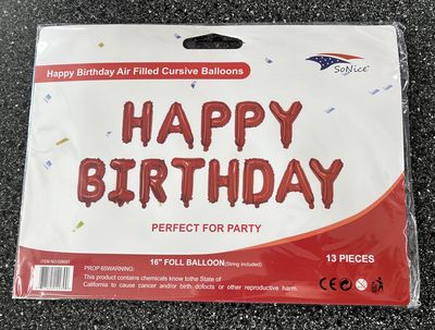 HB Letters 16" Foil Balloon Red