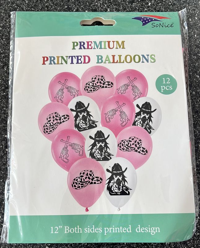 Cowgirl Latex Balloons 12 pcs