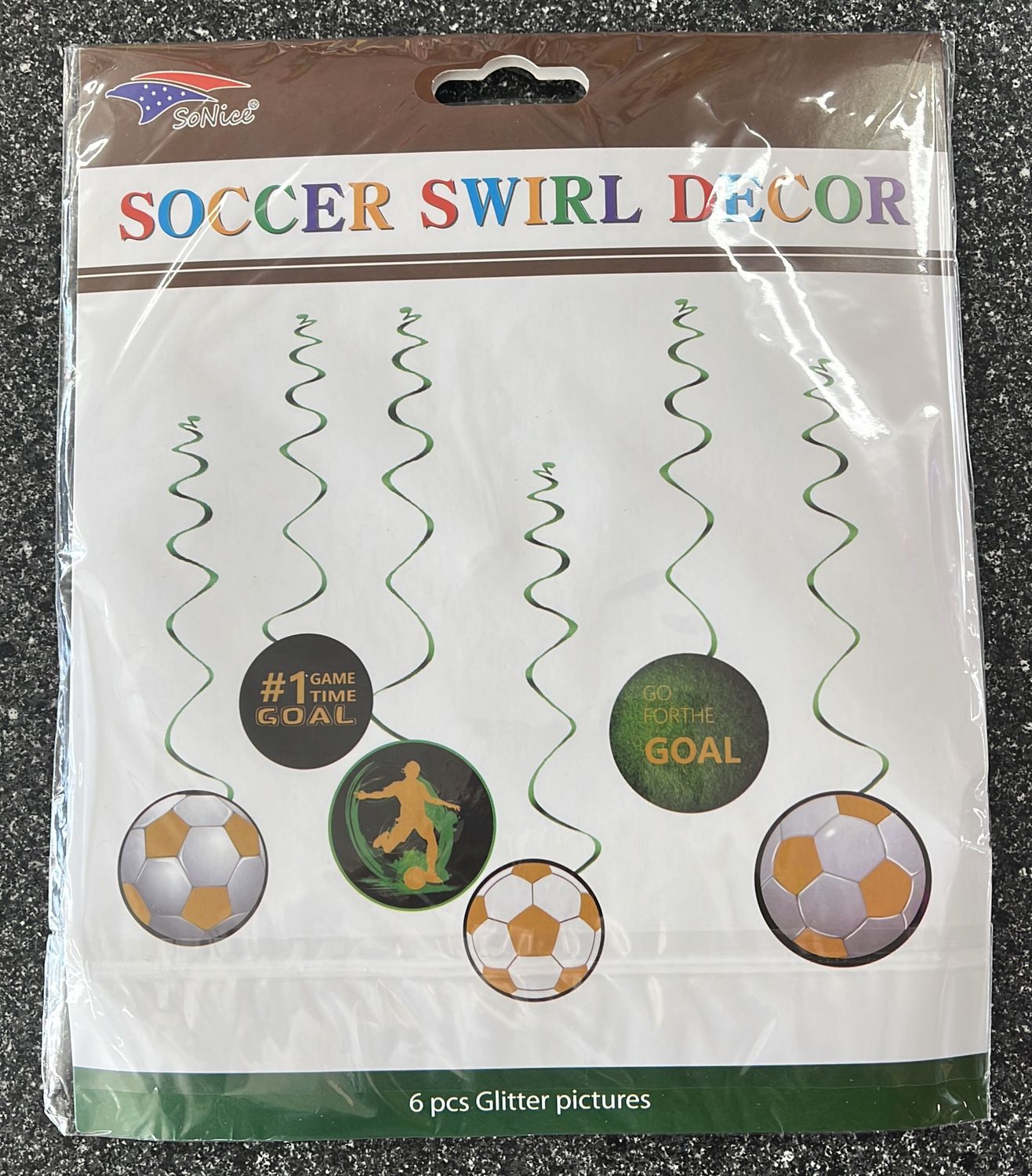 Soccer Swirl Decor 6pcs