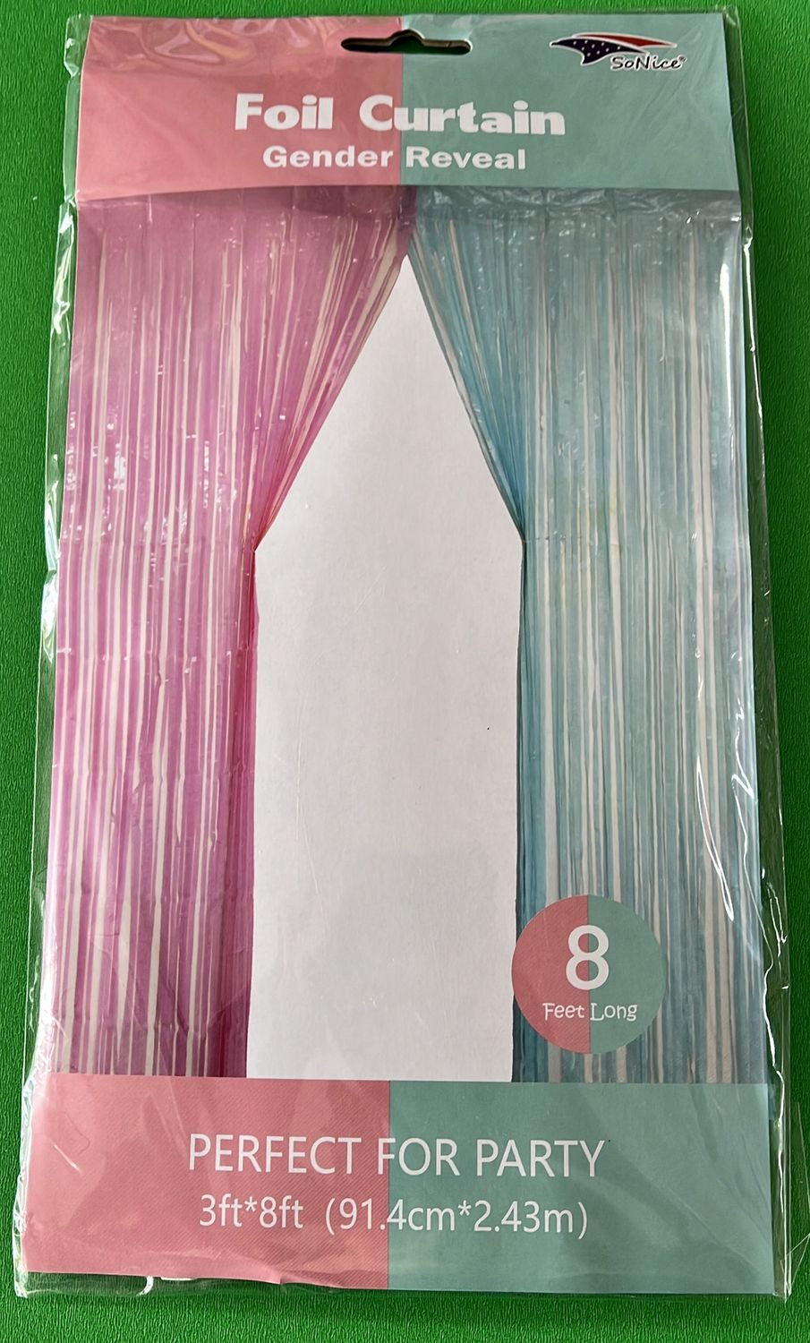 Foil Curtain Gender Reveal 3x8