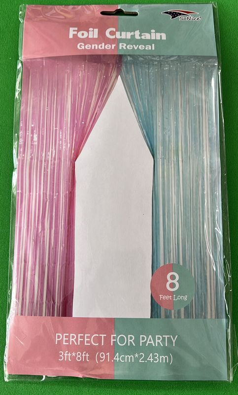 Foil Curtain Gender Reveal 3x8