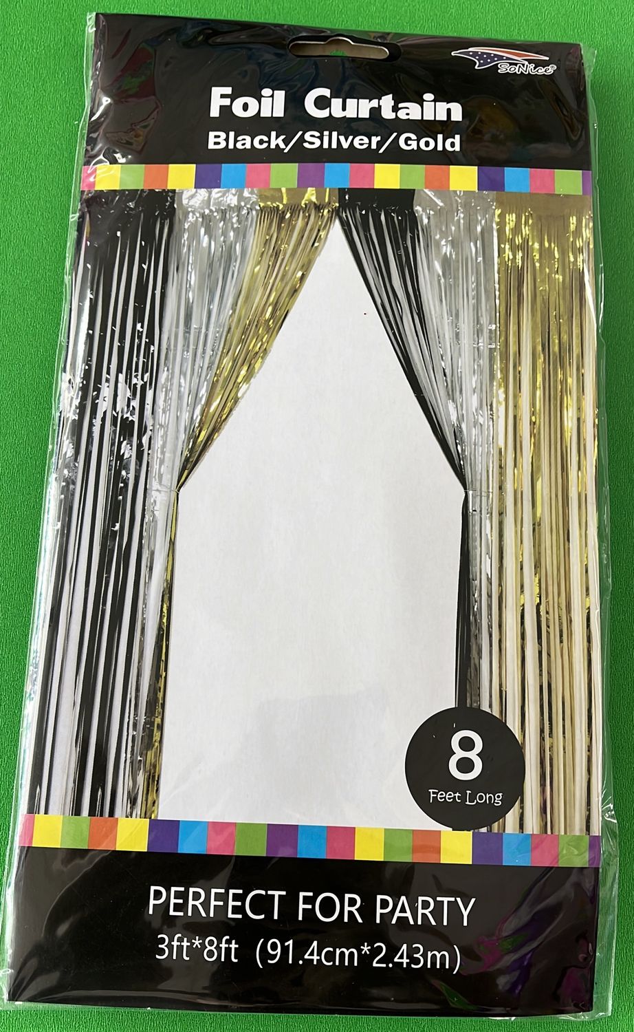 Foil Curtain Black/gold/silver  3x8