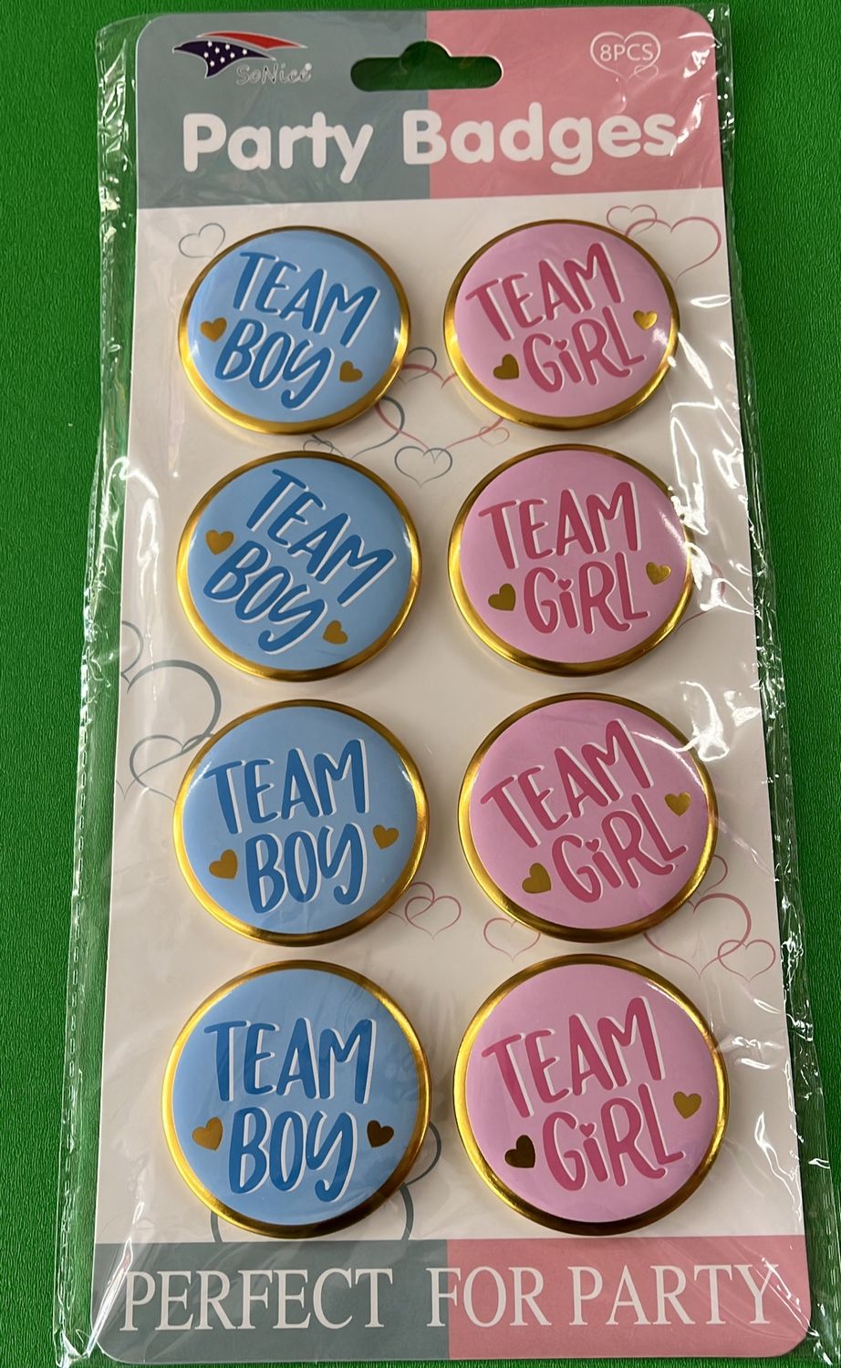Gender Reveal Badges 8ct