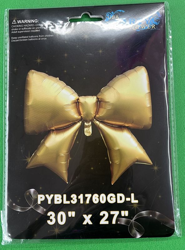 Foil Gold Bow Balloon 30&quot;x27&quot;