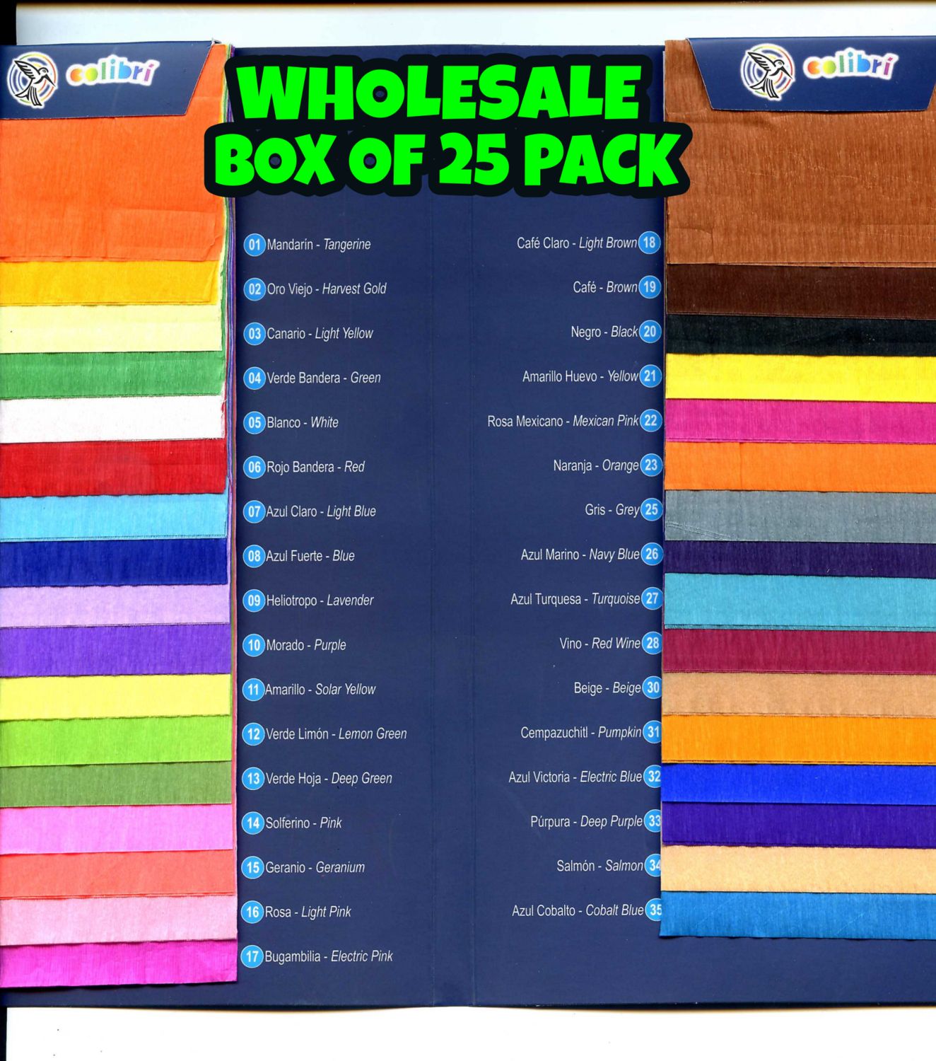 Crepe Paper Colibri Box 25 pack Wholesale