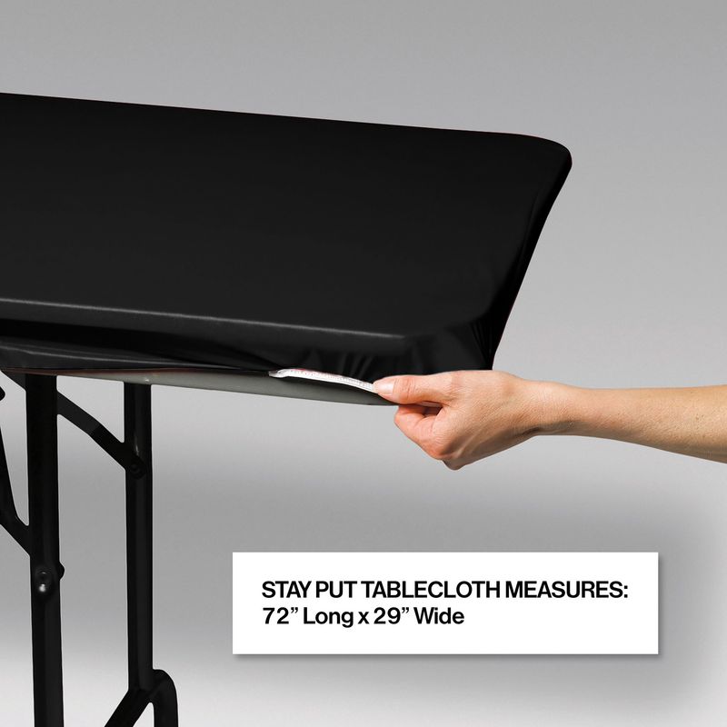 Stay Put Black Plastic Table Cover 29x72in