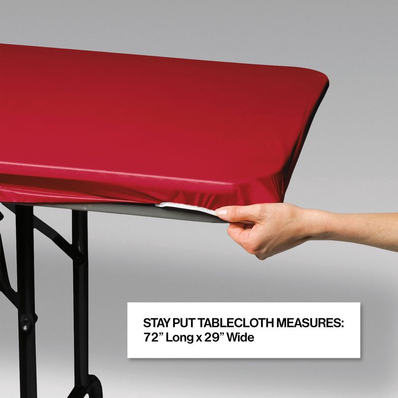 Stay Put Red Plastic Table Cover 29x72in