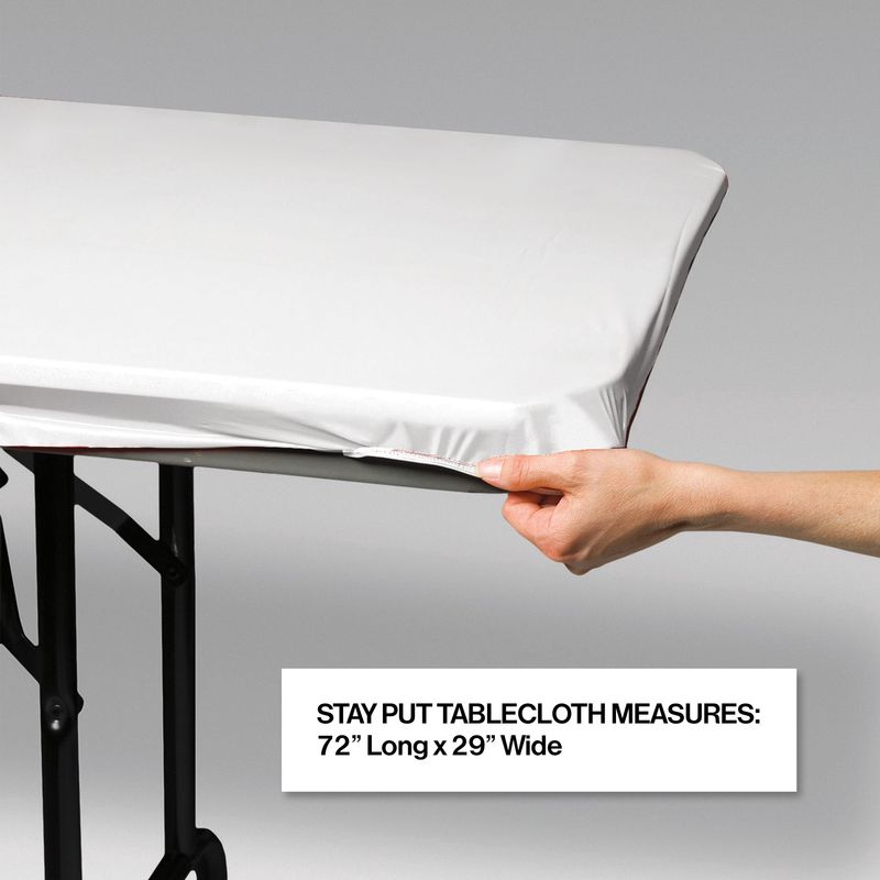 Stay Put White Plastic Table Cover 29x72in
