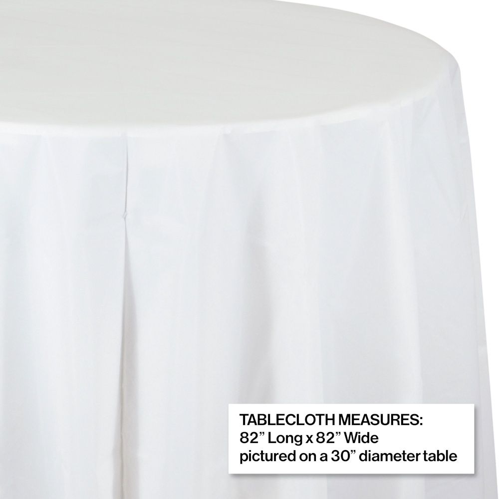 White Oct Round Table Cover