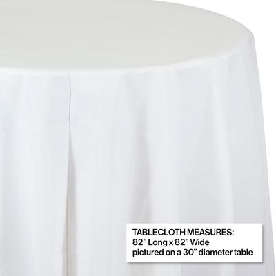 White Oct Round Table Cover