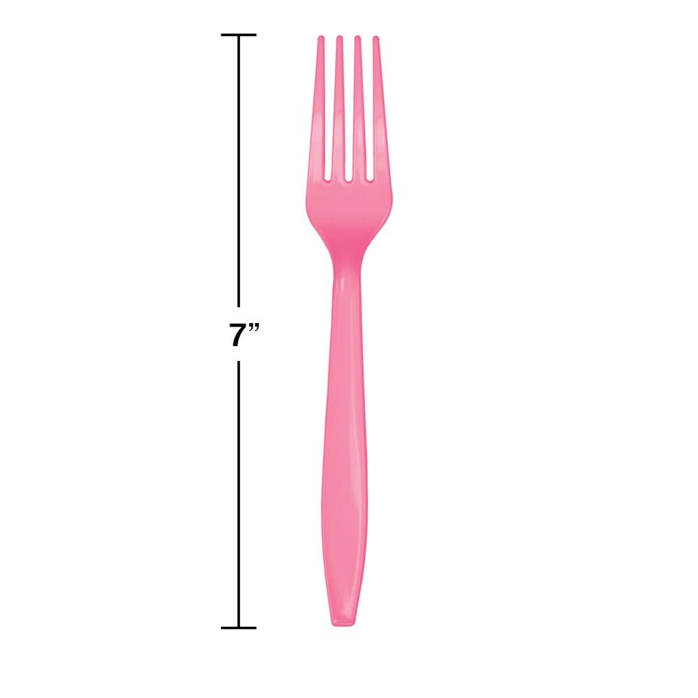 Candy Pink Plastic Forks 24ct