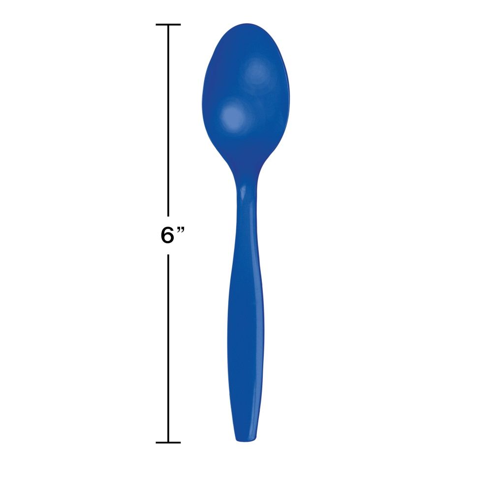 Cobalt Plastic Spoons 24ct