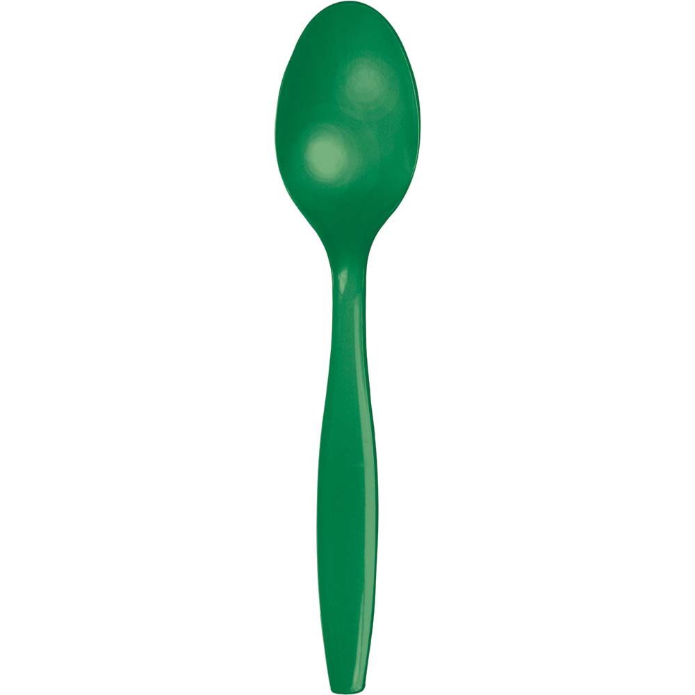 Emerald Green Plastic Spoons 24ct