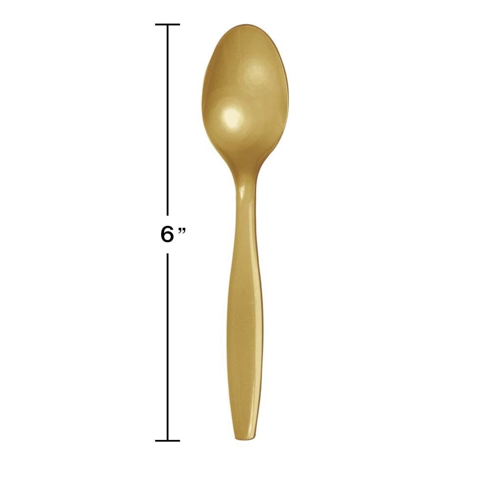 Glittering Gold plastic Spoons 24ct