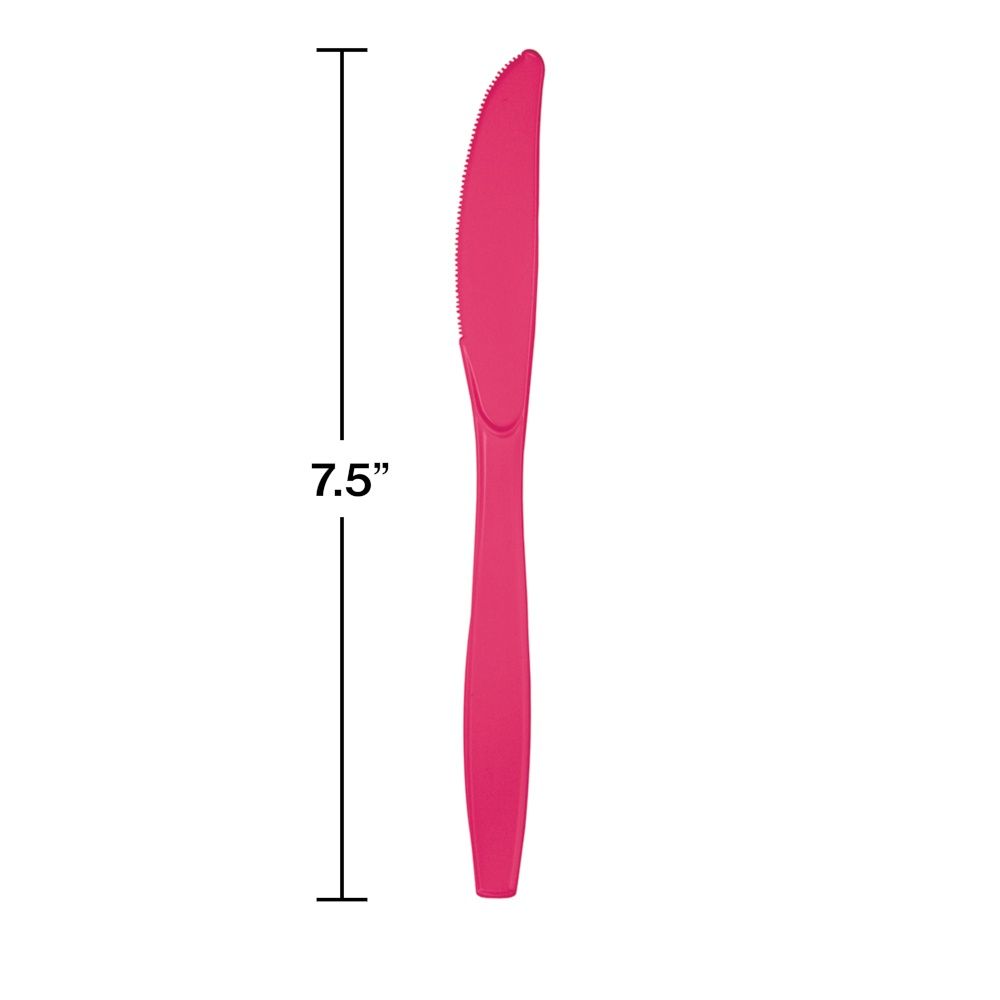 Hot Magenta Plastic Knives 24ct