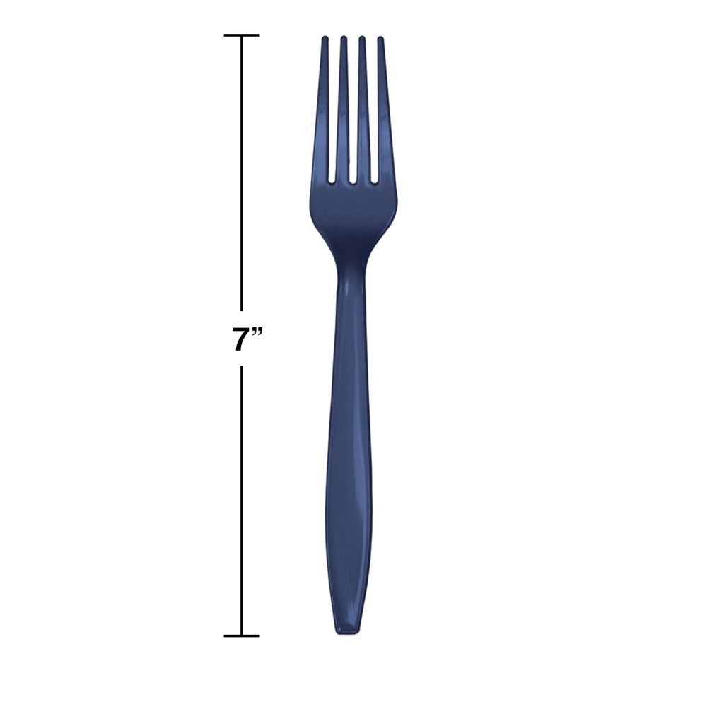 Navy Plastic Forks 24ct