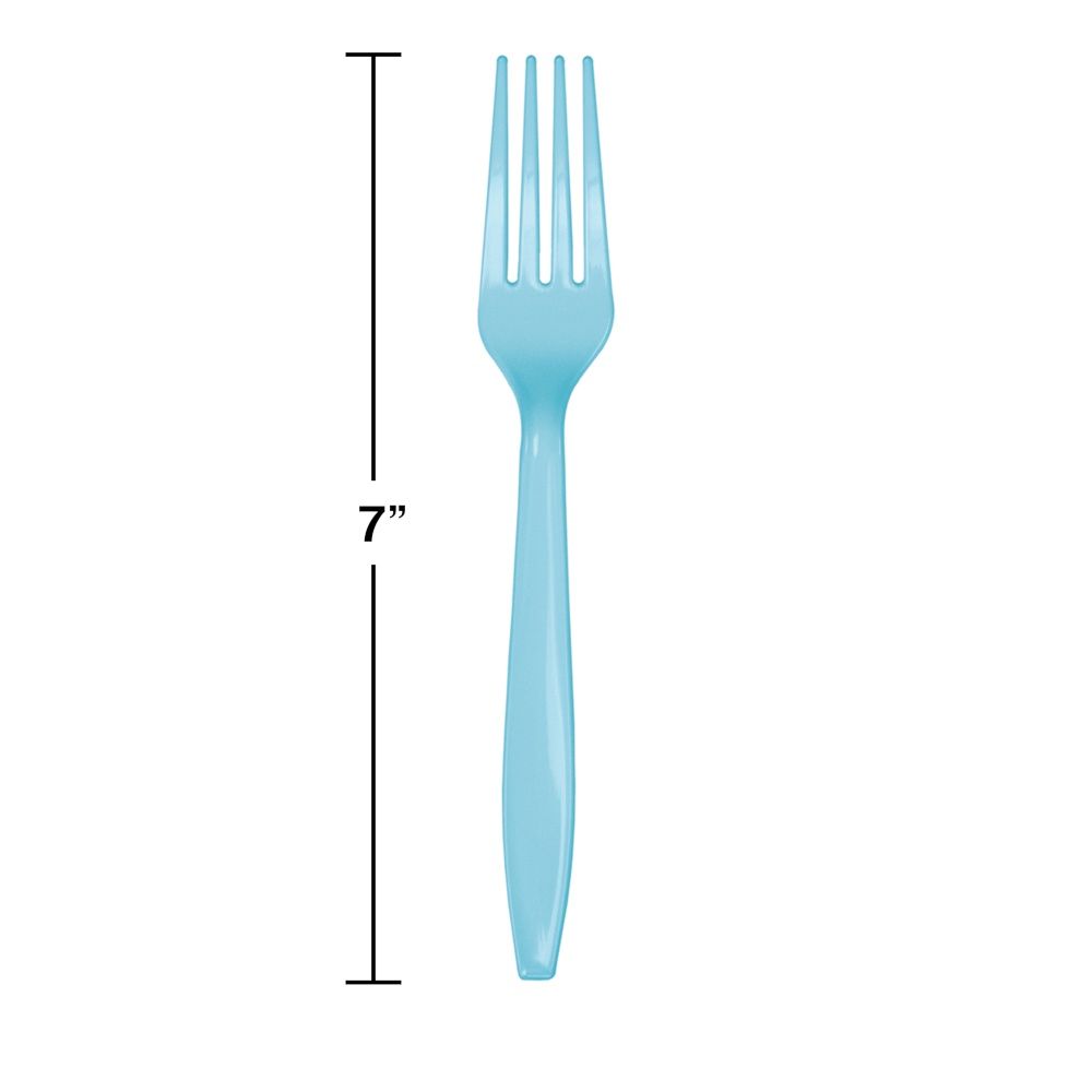 Pastel Blue Plastic  Forks 24ct