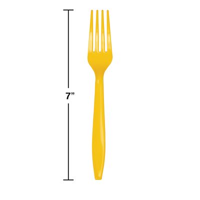School Bus Yellow Plastic Forks 24ct