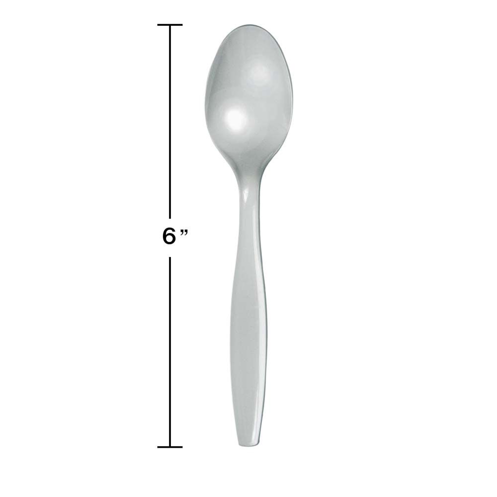 Shim Silver Plastic Spoons 24ct