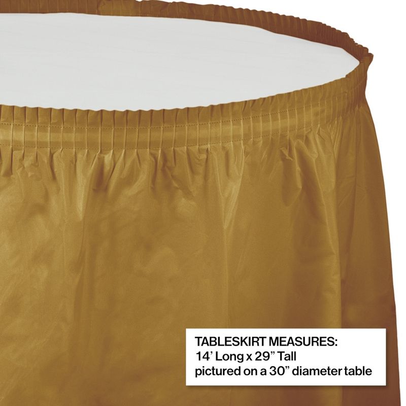 Glittering Gold Plst Table Skirt