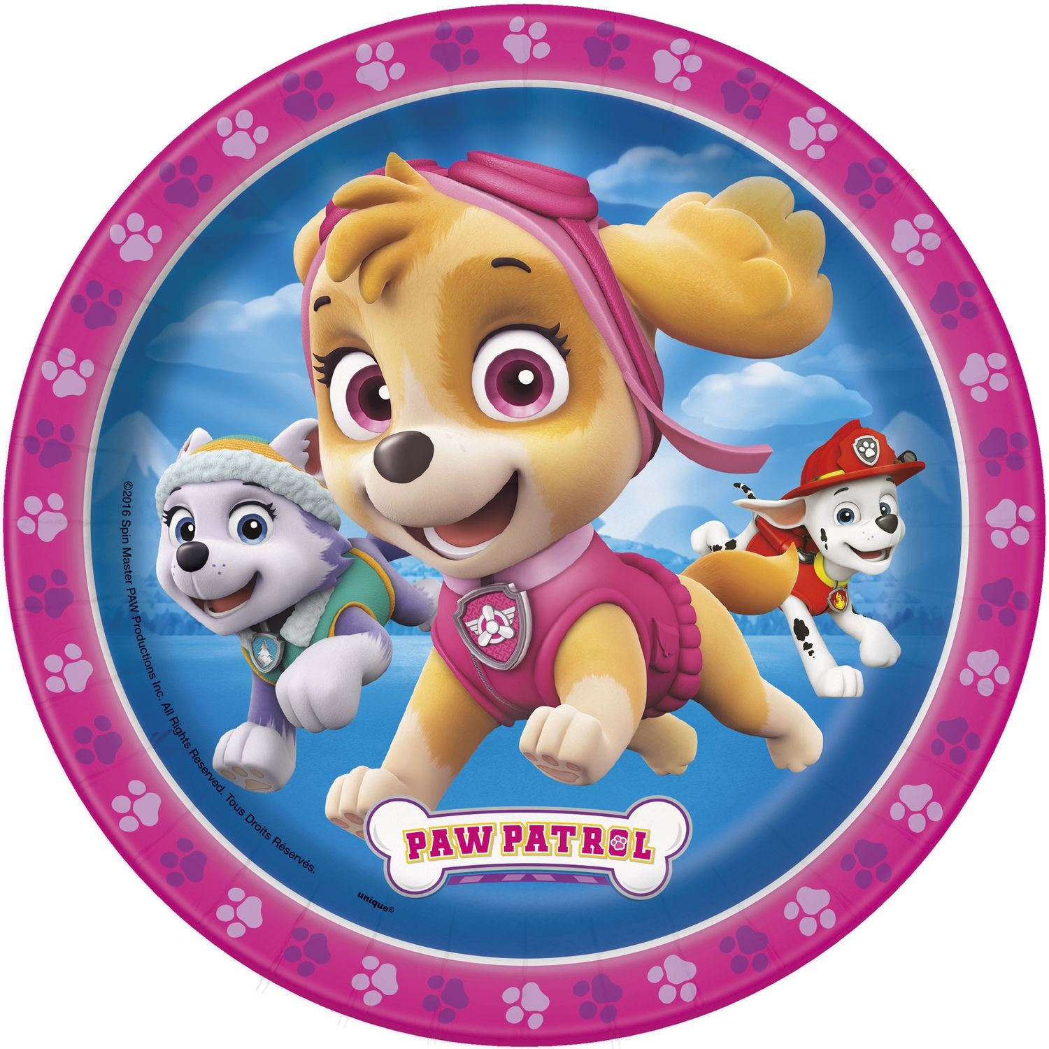 Paw Patrol Girl Round 7" Dessert Plates  8ct
