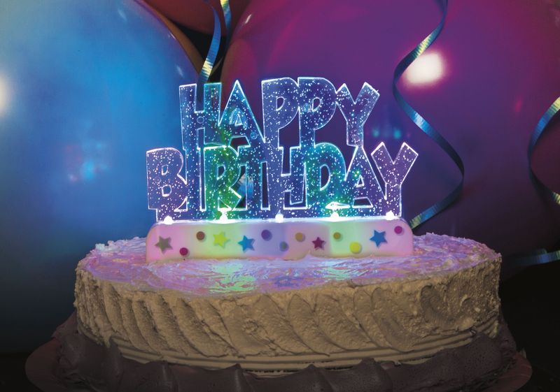 Flashing Happy Bday Cake Decor