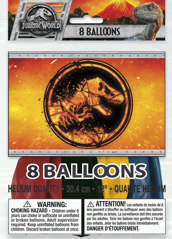 Jurassic World 2 Latex Balloons 12" 8pcs