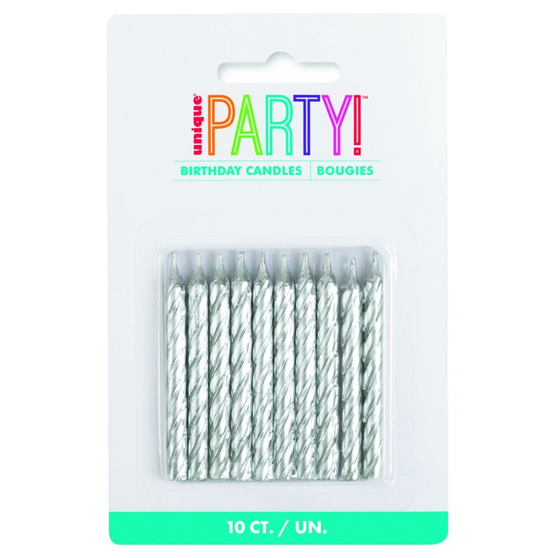 Silver Spiral Birthday Candles  10ct