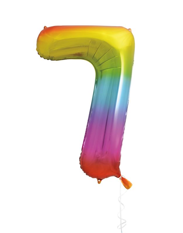 34" 1 Qty Num 7 Rainbow  Foil Balloon