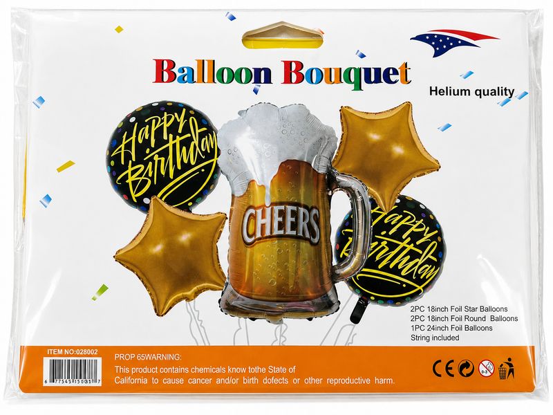 Beer Foil Balloon Bouquet 5pcs